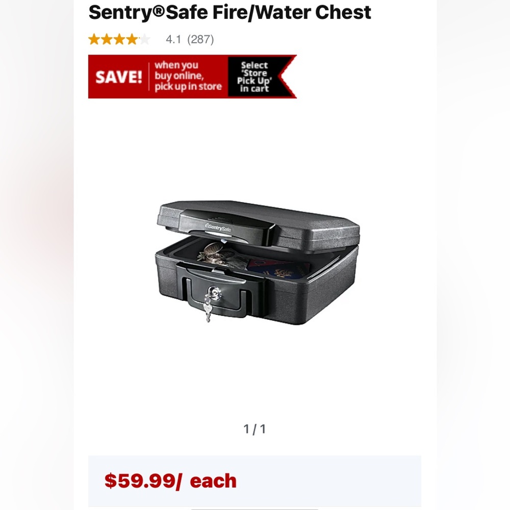 Sentry®Safe Fire/Water Chest